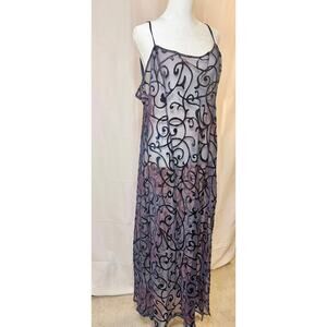 Vintage 90s Victoria’s Secret Burnout Velvet Sheer Purple Long Slip/Gown Large